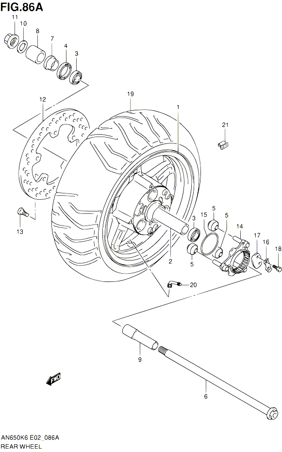 ROUE ARRIERE AN650K7 K8 K9 L0 POUR SUZUKI BURGMAN 650 2008 POUR SUZUKI BURGMANAN650 K8 