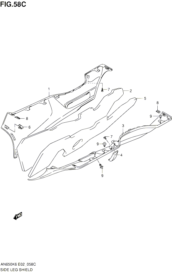 CARENAGES INFERIEUR MODEL K9 POUR SUZUKI BURGMAN 650 2009 POUR SUZUKI BURGMANAN650 K9 