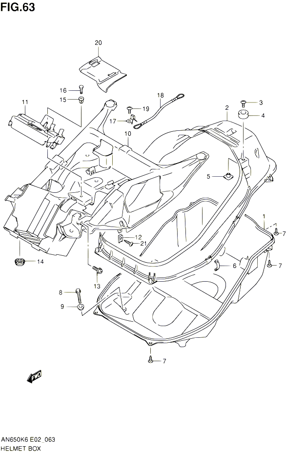 COFFRE POUR SUZUKI BURGMAN 650 2009 POUR SUZUKI BURGMANAN650 K9 