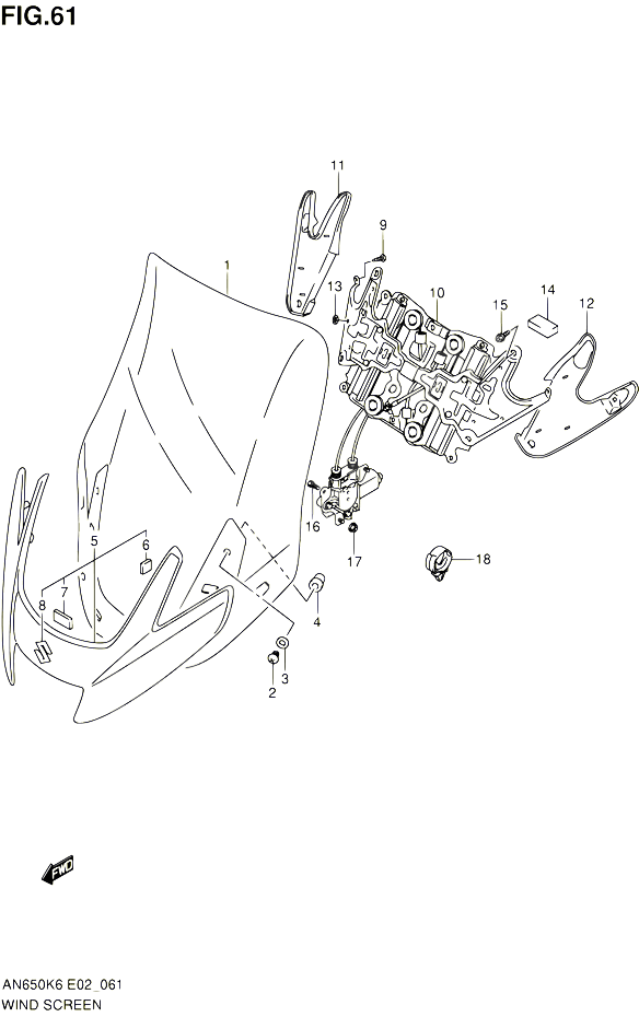 PARE BRISE AN650A AZ POUR SUZUKI BURGMAN 650 2010 POUR SUZUKI BURGMANAN650L0