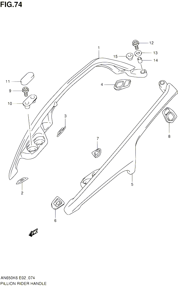 SUPPORT DOSSERET AN650K6  K7  K8  K9  L0 POUR SUZUKI BURGMAN 650 2010 POUR SUZUKI BURGMANAN650L0