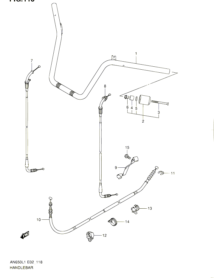 GUIDON AN650L1 E19 POUR SUZUKI BURGMAN 650 2011 POUR SUZUKI BURGMANAN650L1