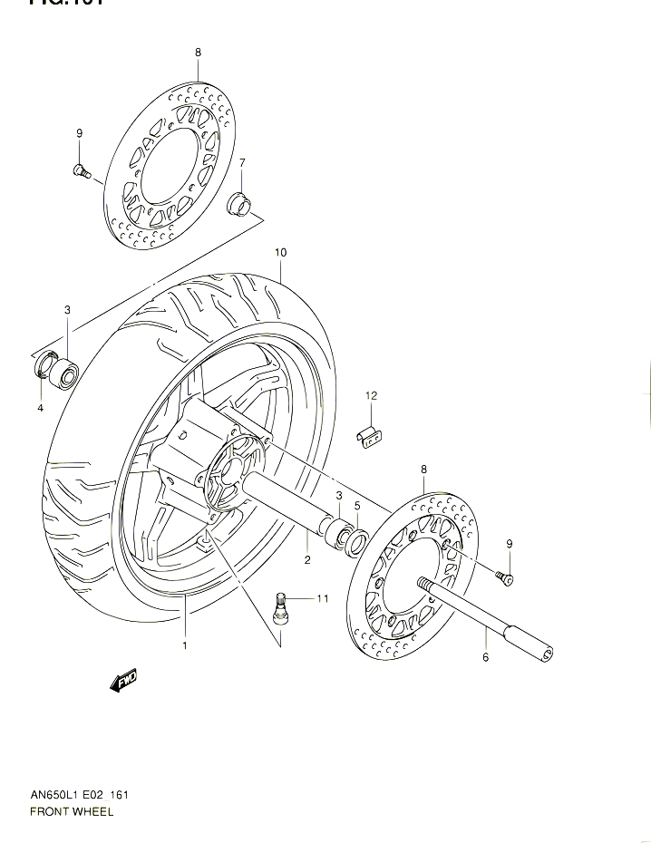 ROUE AVANT AN650L1 E19 POUR SUZUKI BURGMAN 650 2011 POUR SUZUKI BURGMANAN650L1