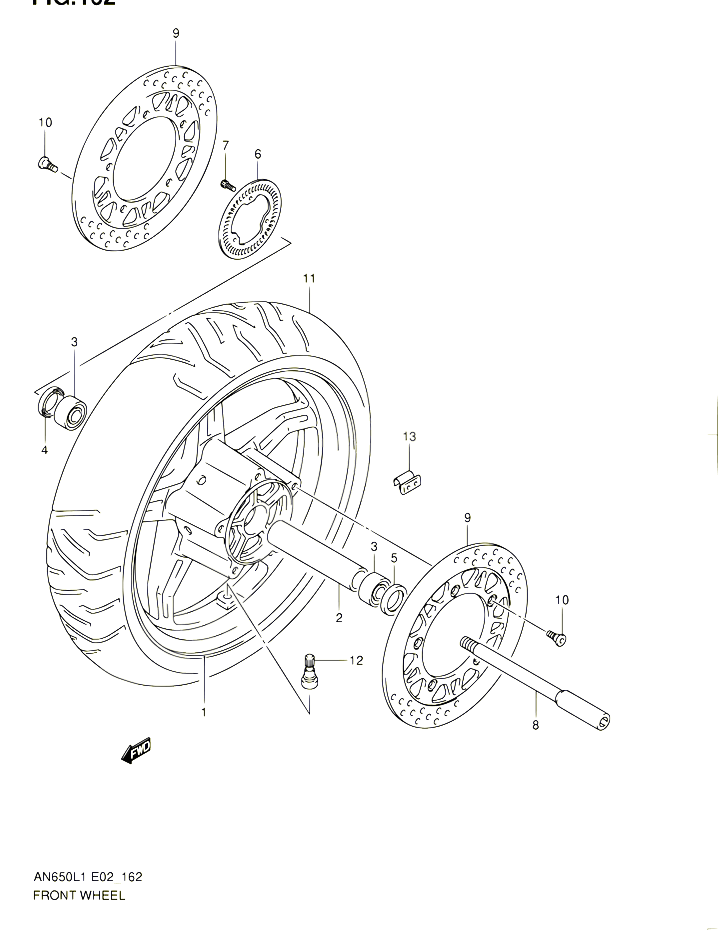 ROUE AVANT AN650AL1 E02 POUR SUZUKI BURGMAN 650 2011 POUR SUZUKI BURGMANAN650L1