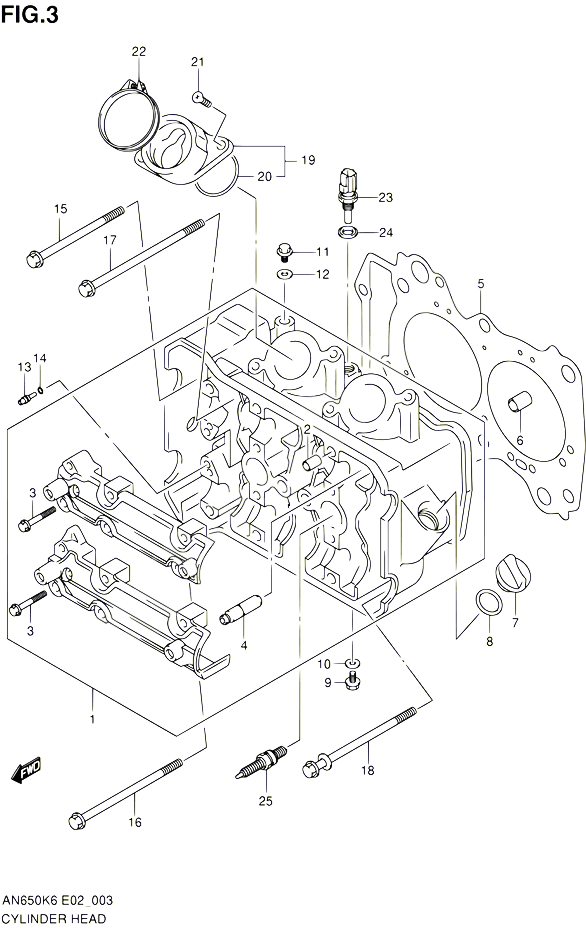 CULASSE POUR SUZUKI BURGMAN 650 2007 POUR SUZUKI BURGMANAN650A K7 