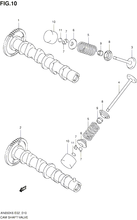 ARBRE A CAMES VALVE POUR SUZUKI BURGMAN 650 2007 POUR SUZUKI BURGMANAN650A K7 