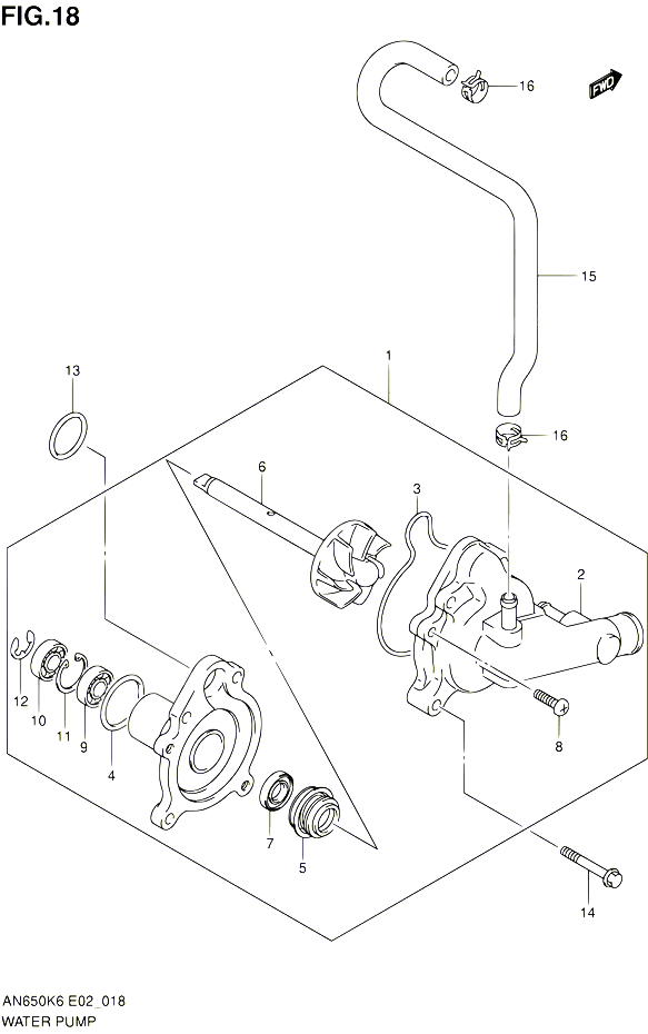 POMPE A EAU POUR SUZUKI BURGMAN 650 2007 POUR SUZUKI BURGMANAN650A K7 