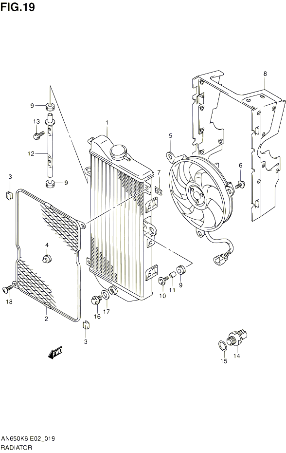 RADIATEUR POUR SUZUKI BURGMAN 650 2007 POUR SUZUKI BURGMANAN650A K7 