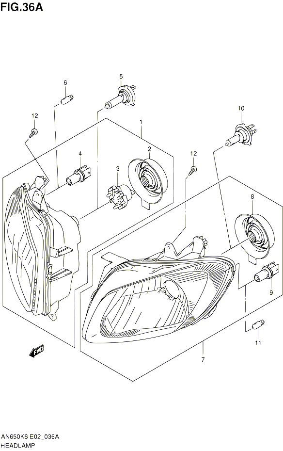 PHARE AN650AZK8 E02 POUR SUZUKI BURGMAN 650 2008 POUR SUZUKI BURGMANAN650A K8 