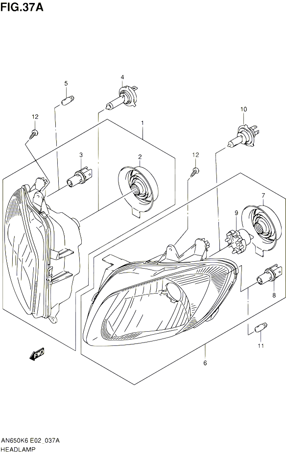 PHARE AN650AZK8 E19 POUR SUZUKI BURGMAN 650 2008 POUR SUZUKI BURGMANAN650A K8 