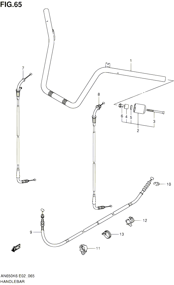 GUIDON MODEL K6 K7 K8 POUR SUZUKI BURGMAN 650 2008 POUR SUZUKI BURGMANAN650A K8 