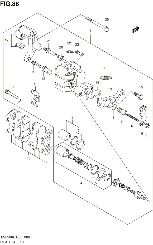 ETRIER DE FREIN ARRIERE MODEL K6 K7 K8 POUR SUZUKI BURGMAN 650 2008 POUR SUZUKI BURGMANAN650A K8 