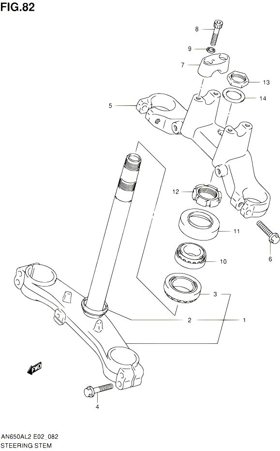 COLONNE DE DIRECTION POUR SUZUKI BURGMAN 650 2012 POUR SUZUKI BURGMANAN650AL2