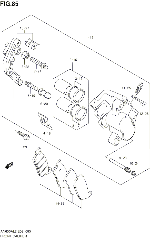 ETRIER DE FREIN AVANT POUR SUZUKI BURGMAN 650 2012 POUR SUZUKI BURGMANAN650AL2
