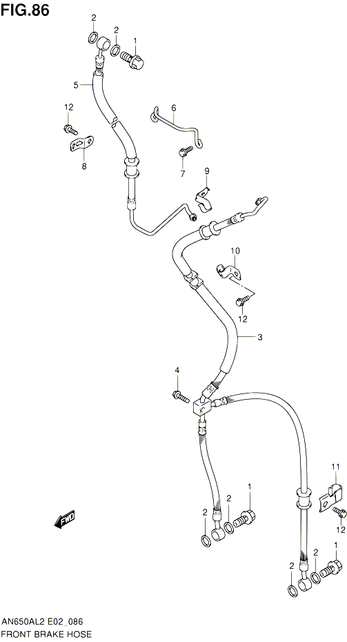 DURITE DE FREIN AVANT POUR SUZUKI BURGMAN 650 2012 POUR SUZUKI BURGMANAN650AL2