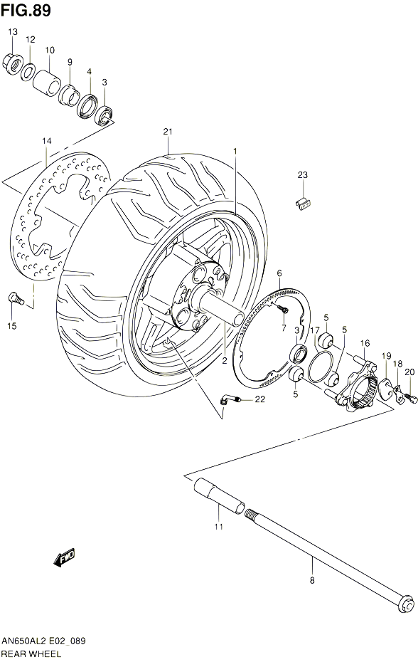 ROUE ARRIERE POUR SUZUKI BURGMAN 650 2012 POUR SUZUKI BURGMANAN650AL2