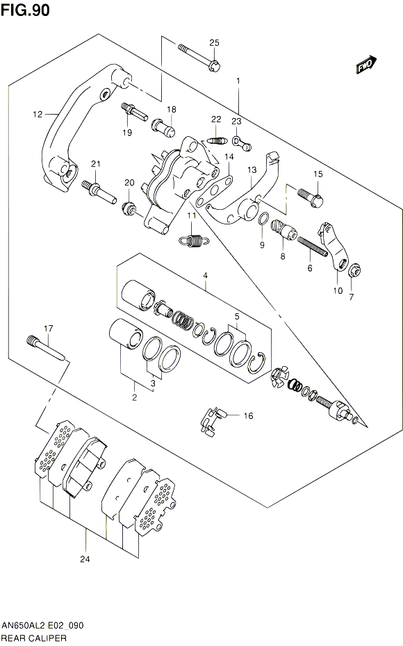 ETRIER DE FREIN ARRIERE POUR SUZUKI BURGMAN 650 2012 POUR SUZUKI BURGMANAN650AL2