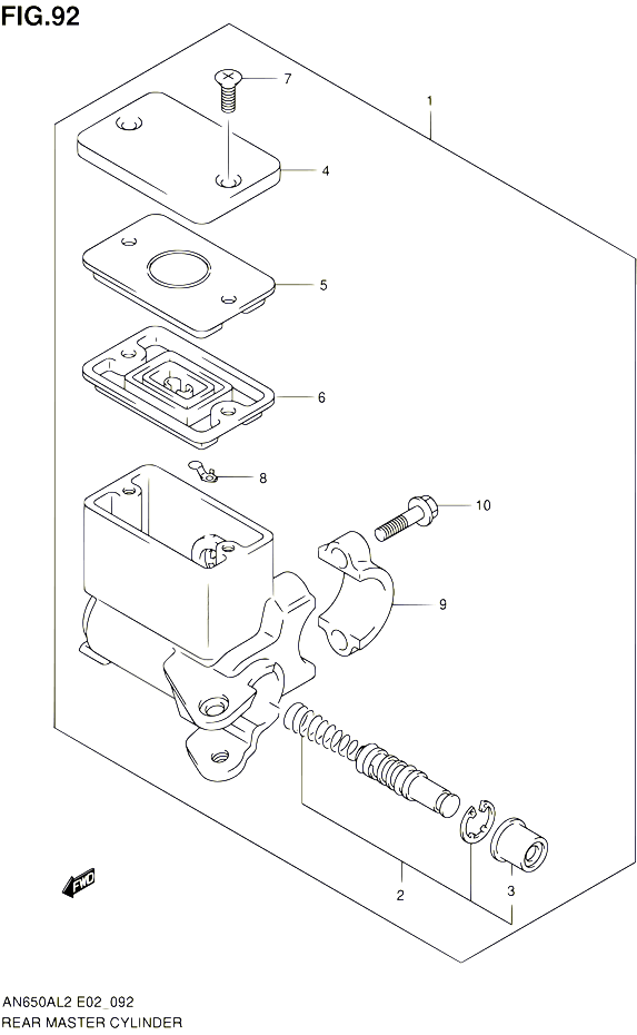 MAITRE CYLINDRE ARRIERE POUR SUZUKI BURGMAN 650 2012 POUR SUZUKI BURGMANAN650AL2