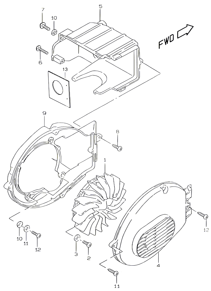 VENTILATEUR DE REFROIDISSEMENT MODELE AY50 POUR SUZUKI KATANA 50 2001 POUR SUZUKI KATANAAY50WRYK1 