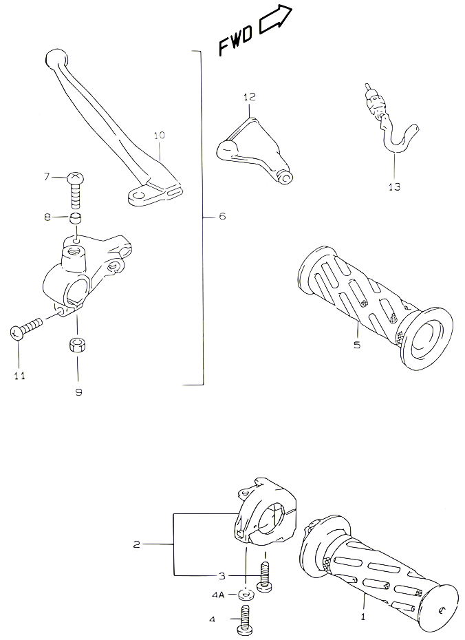 ENSEMBLE LEVIERS POIGNEES POUR SUZUKI KATANA 50 2001 POUR SUZUKI KATANAAY50WRYK1 