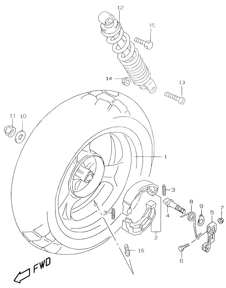 ROUE ARRIERE MODELE AY50 K1 POUR SUZUKI KATANA 50 2001 POUR SUZUKI KATANAAY50WRYK1 