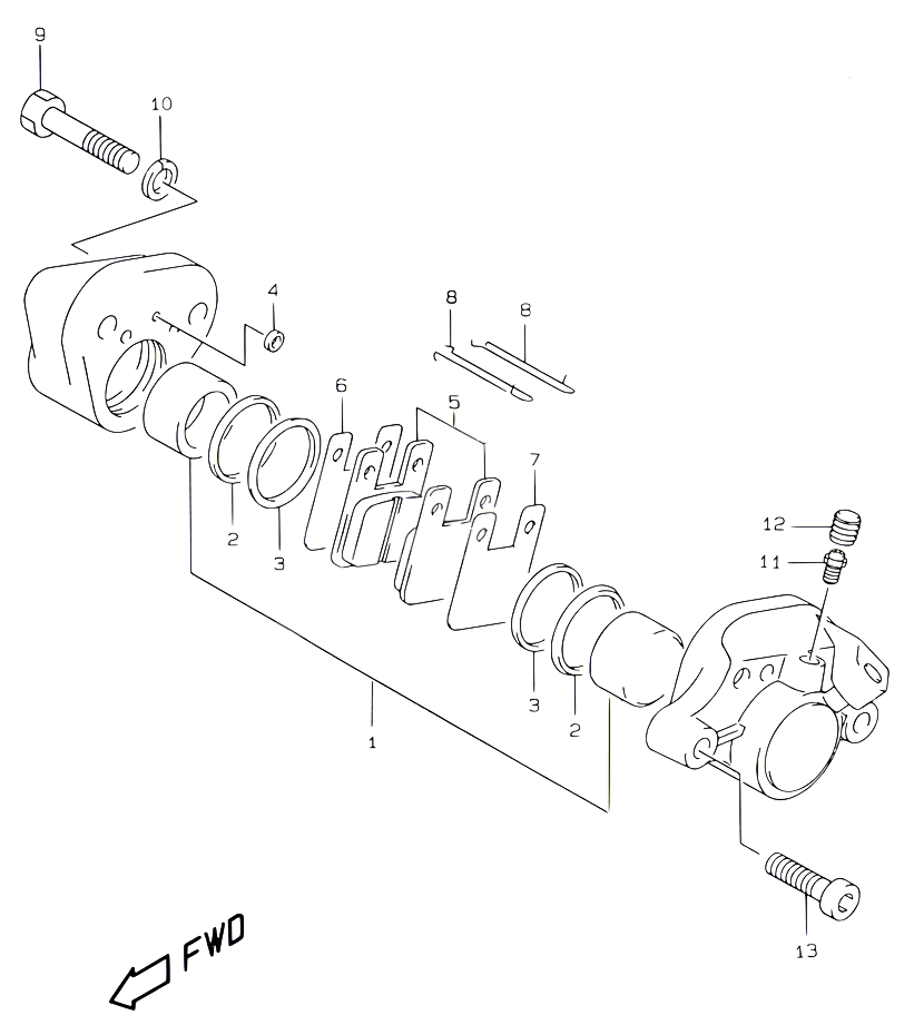ETRIER DE FREIN ARRIERE MODELE AY50W WR X Y K1 POUR SUZUKI KATANA 50 2001 POUR SUZUKI KATANAAY50WRYK1 