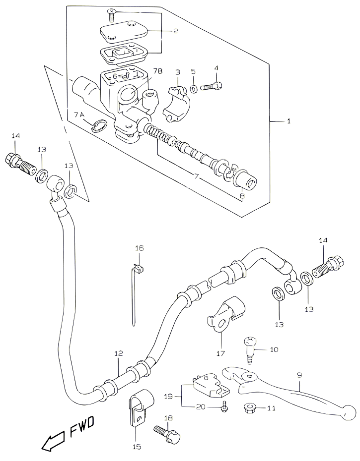 MAITRE CYLINDRE ARRIERE MODELE AY50W WR X Y K1 POUR SUZUKI KATANA 50 2001 POUR SUZUKI KATANAAY50WRYK1 