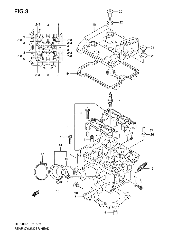 CULASSE ARRIERE POUR SUZUKI V STROMDL650 K7 2007