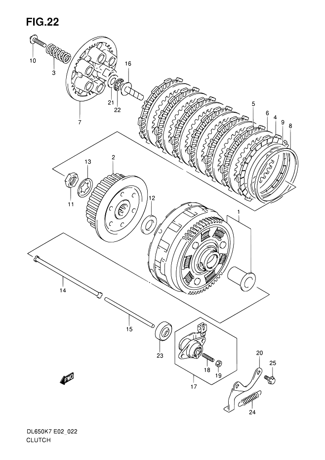 EMBRAYAGE POUR SUZUKI V STROMDL650 K7  2007