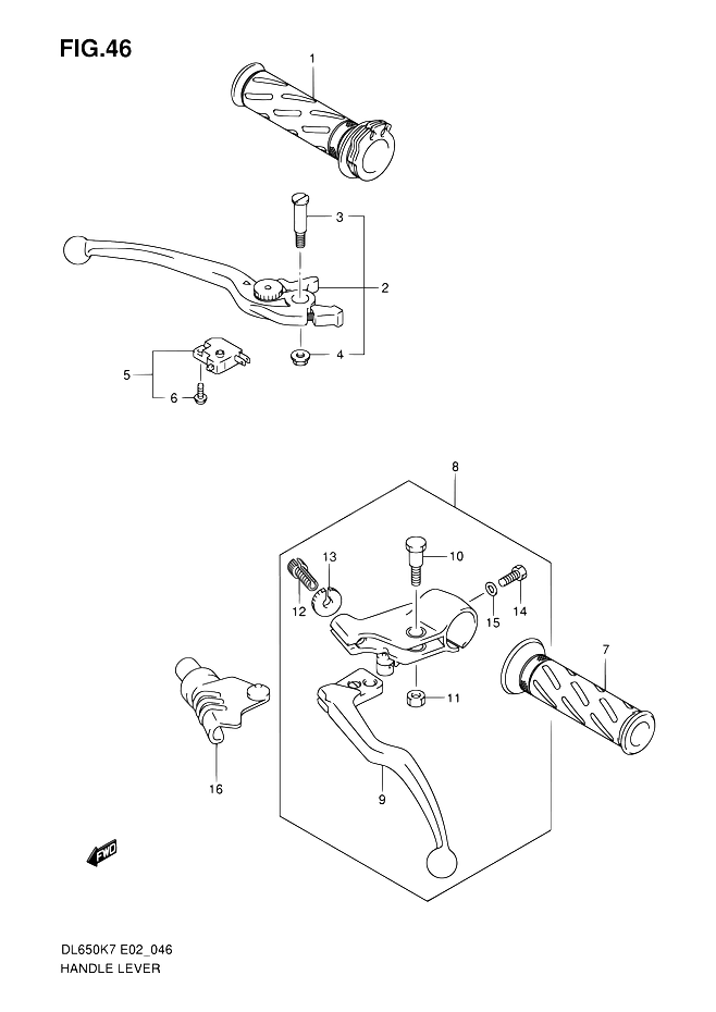 ENSEMBLE LEVIERS POIGNEES POUR SUZUKI V STROMDL650 K7 2007