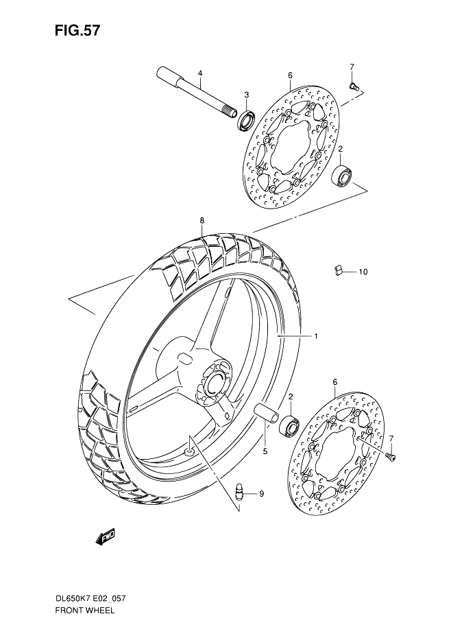 ROUE AVANT POUR SUZUKI V STROMDL650 K7 2007