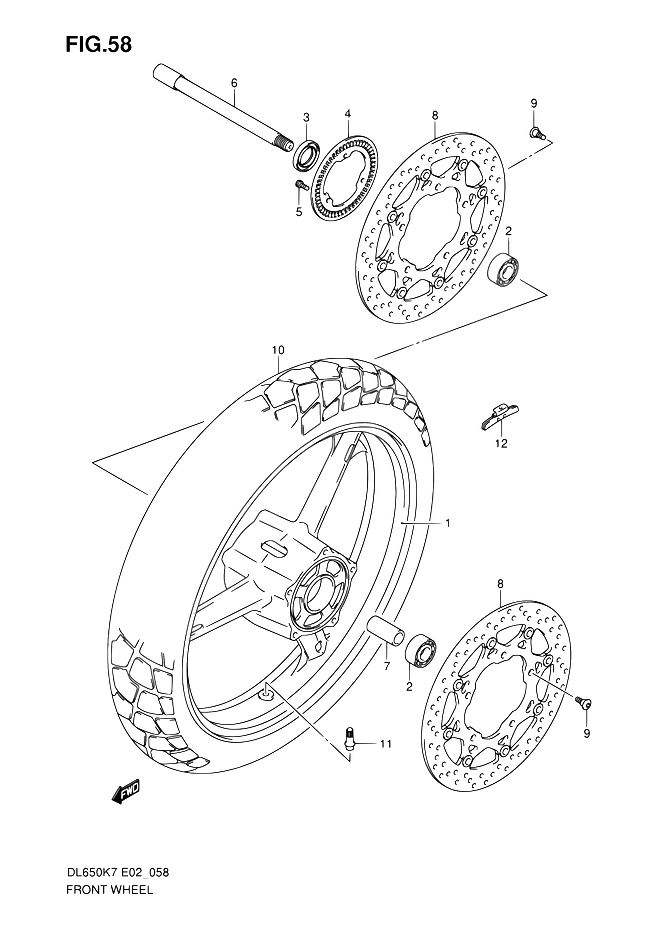 ROUE AVANT POUR SUZUKI V-STROM(DL650 K7 ) 2007