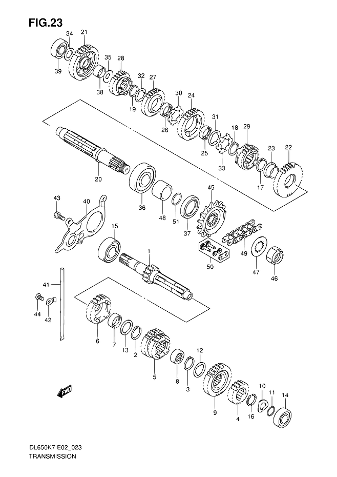 TRANSMISSION POUR SUZUKI V STROMDL650 K8 2008
