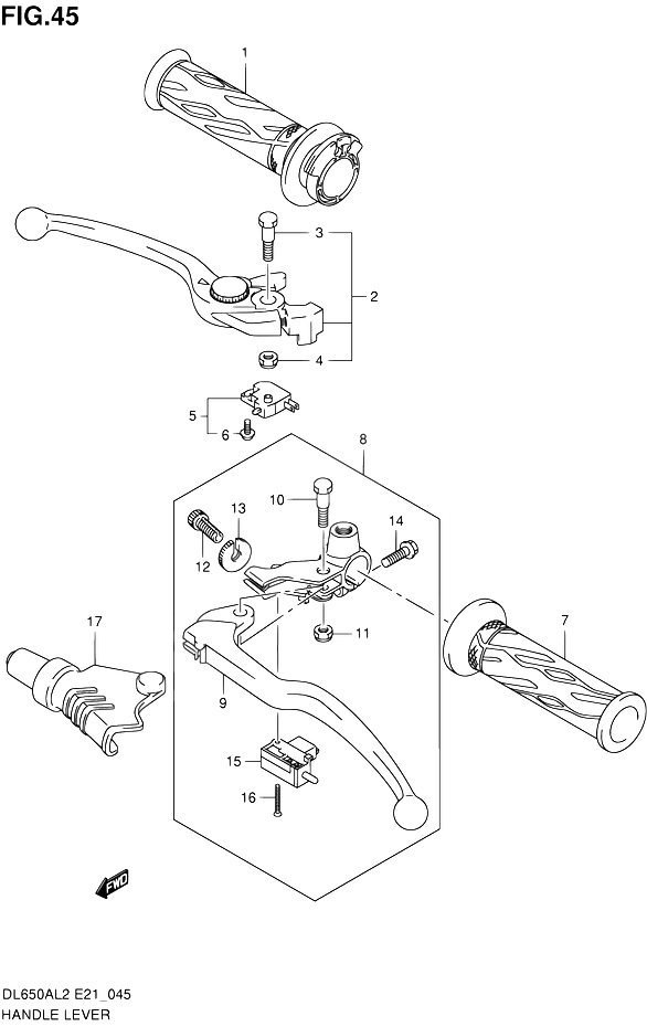 ENSEMBLE LEVIERS POIGNEES POUR SUZUKI V STROMDL650AUE L2 2012