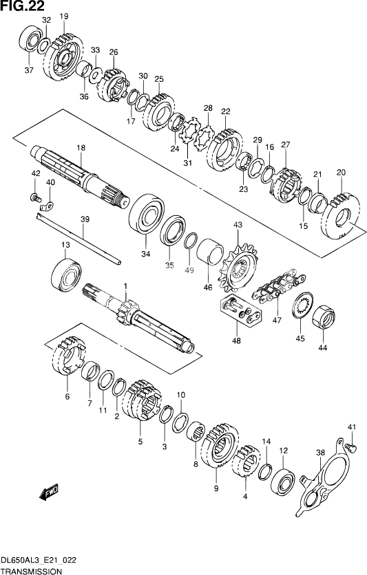 TRANSMISSION POUR SUZUKI V STROMDL650AUE L3 2013