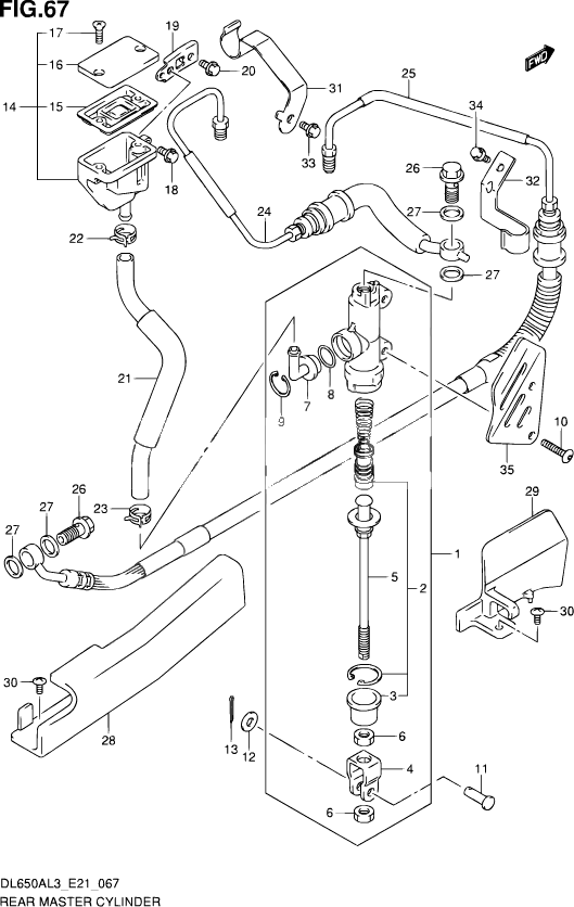 MAITRE CYLINDRE ARRIERE POUR SUZUKI V STROMDL650AUE L3 2014