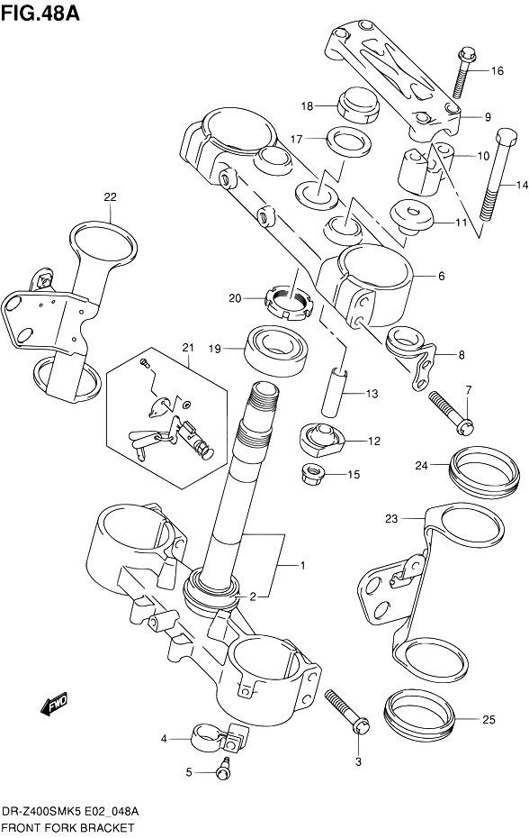 TE DE FOURCHE POUR SUZUKI DR ZDR Z400SMK8 2008