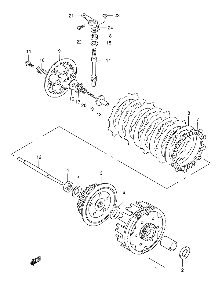 EMBRAYAGE POUR DR 125DR125SEX  DR125SEUX 1999