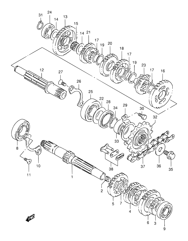 TRANSMISSION POUR DR 125DR125SEX DR125SEUX 1999