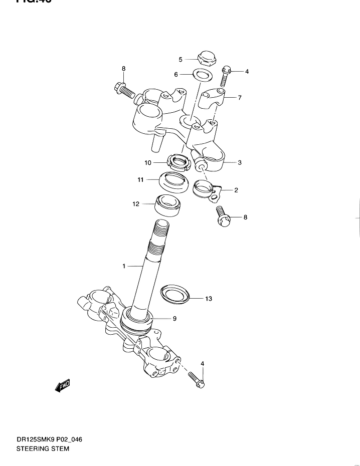 COLONNE DE DIRECTION POUR DR 125 SMDR125SMK9 2009