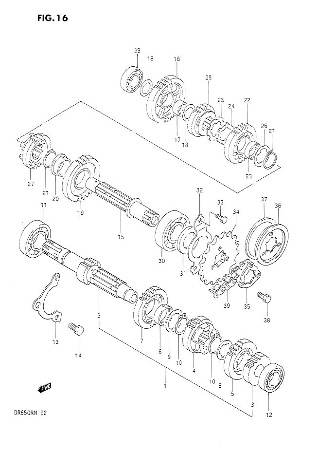 TRANSMISSION POUR SUZUKI DRDR650R L DR650RU L 1990