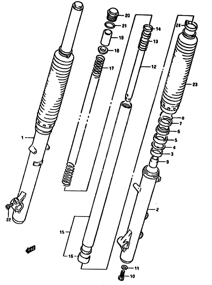 FOURCHE AVANT POUR DR 650DR650R R DR650RU R 1994