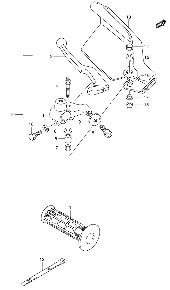 ENSEMBLE LEVIER POIGNEE GAUCHE POUR SUZUKI DRDR650RSE N  DR650RSEU N 1992