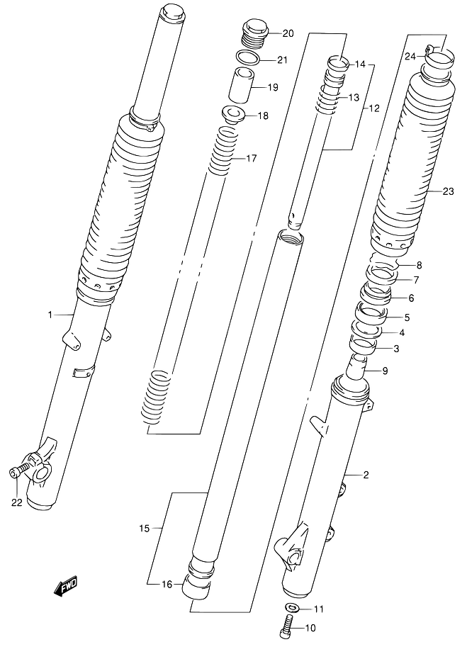 FOURCHE AVANT POUR SUZUKI DRDR650RSE T DR650RSEU T 1996