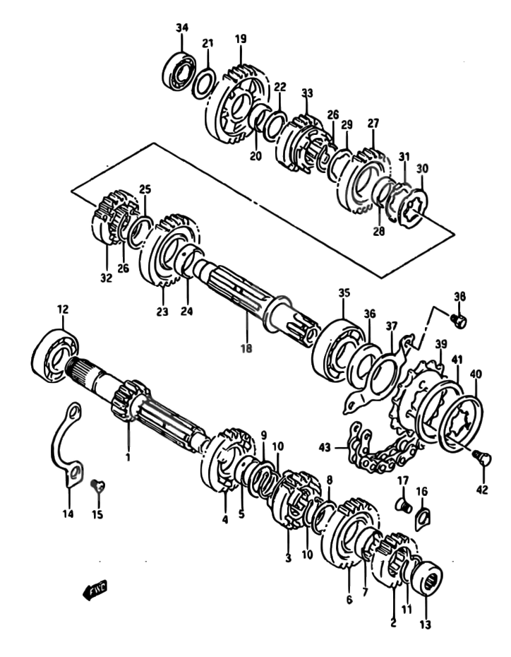 TRANSMISSION POUR DR 750 SDR750S J DR750SU J 1988
