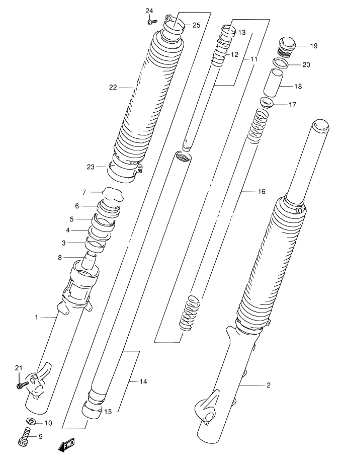 FOURCHE AVANT POUR DR 800 SDR800S R DR800SU R 1994