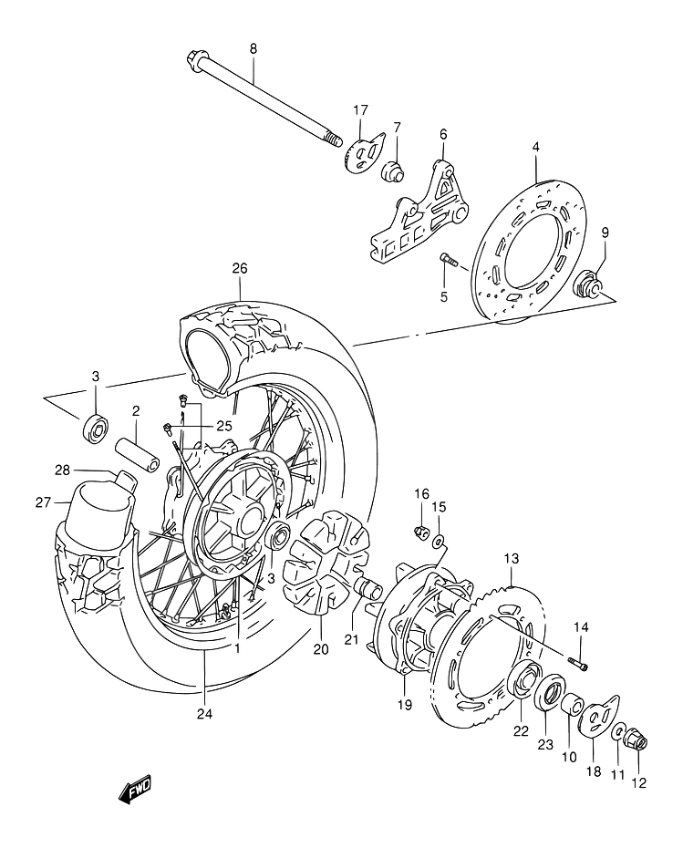 ROUE ARRIERE POUR DR 800 SDR800S V DR800SU V 1997