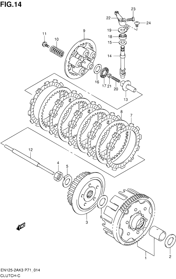 EMBRAYAGE POUR SUZUKI ENEN125 2A K8 EN125HU K8 2008