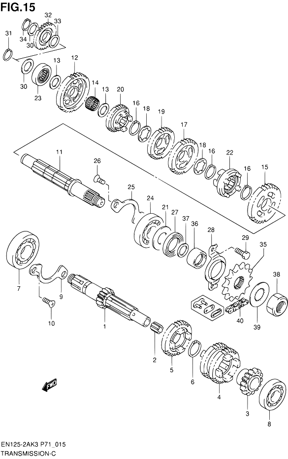 TRANSMISSION POUR SUZUKI ENEN125 2A K8 EN125HU K8 2008