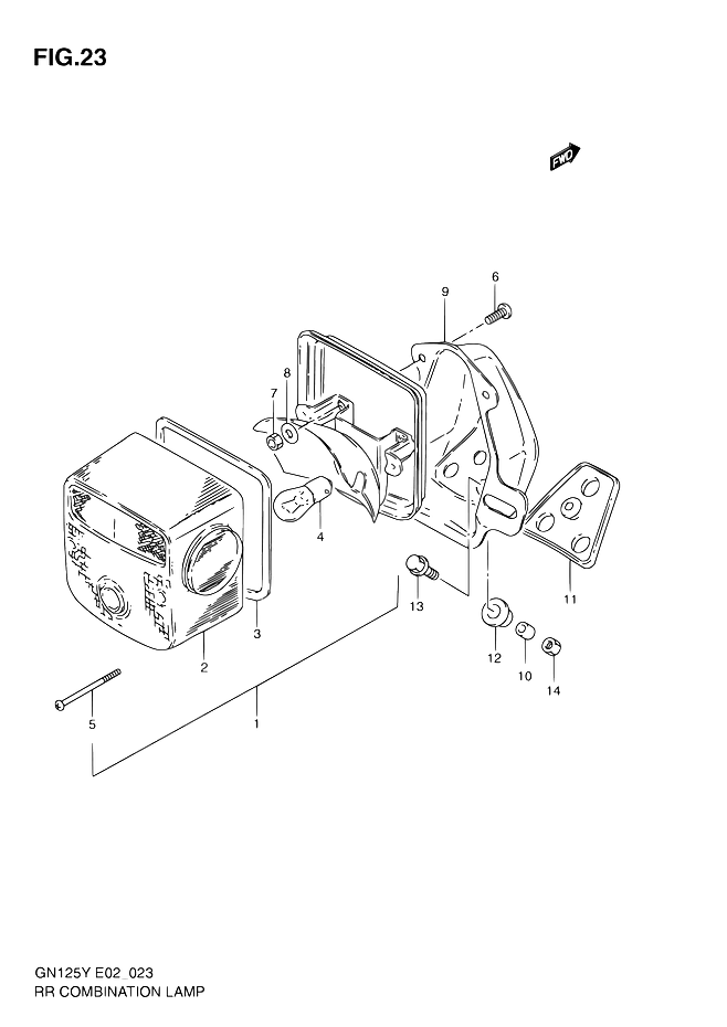 ENSEMBLE FEU ARRIERE POUR GN 125GN125 W GN125E W GN125U W 1998